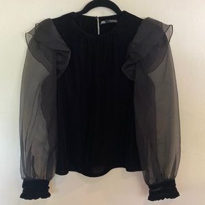 Zara Velvet Blouse with Sheet Sleeves